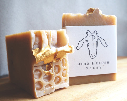 Honey Goats Milk Soap - 105g bar, handmade for sensitive skin with goat's milk and locally sourced honey.