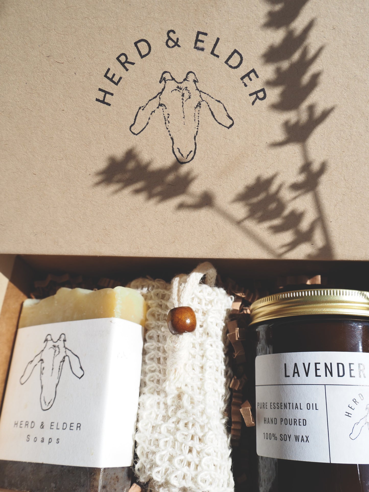 Goat milk soap and candle gift set