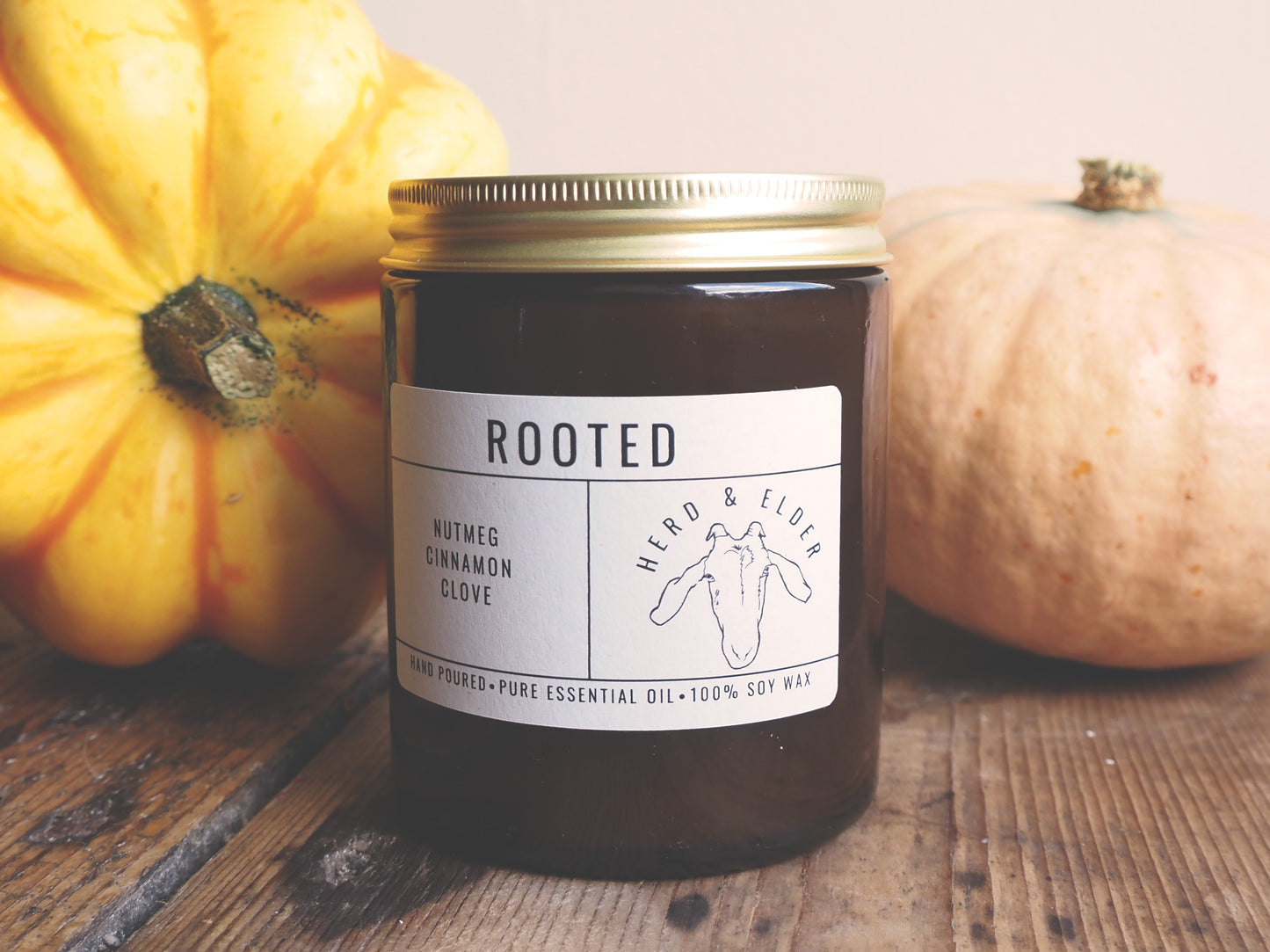 Rooted – Pumpkin Spice Inspired Candle with Essential Oils | Autumn & Christmas Scent, made with essential oils.