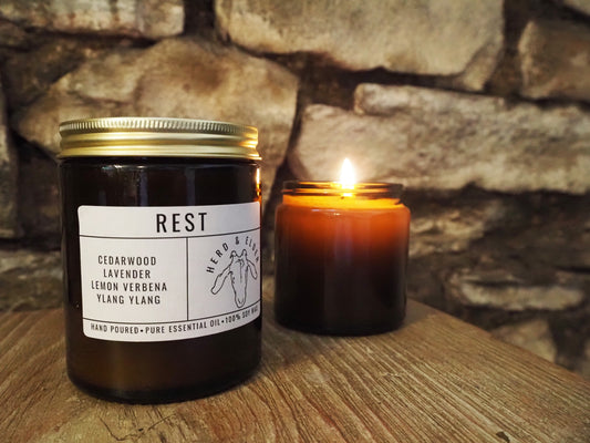 Essential Oil Candle REST - Calming Lavender, Cedarwood & Ylang Ylang
