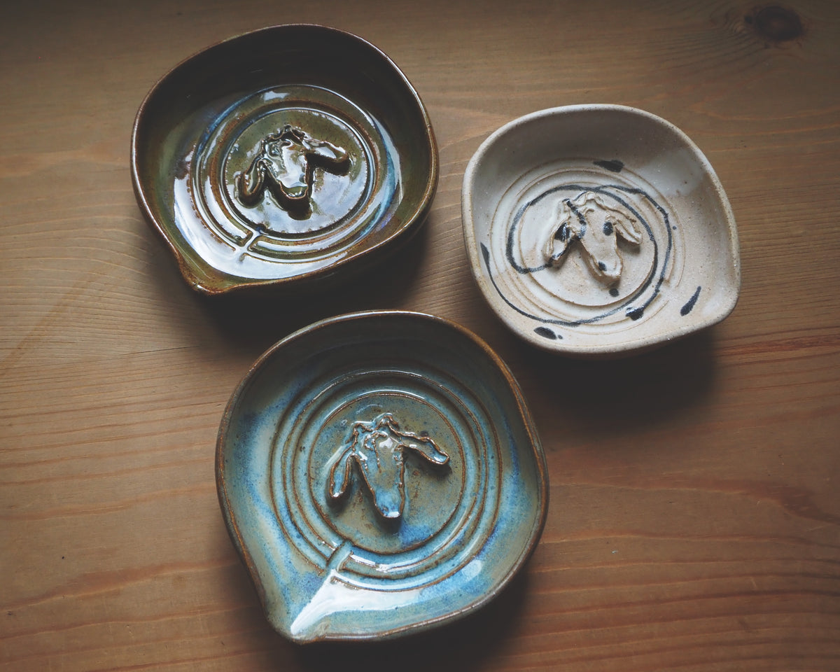 Blue Glazed Stoneware Soap Dish
