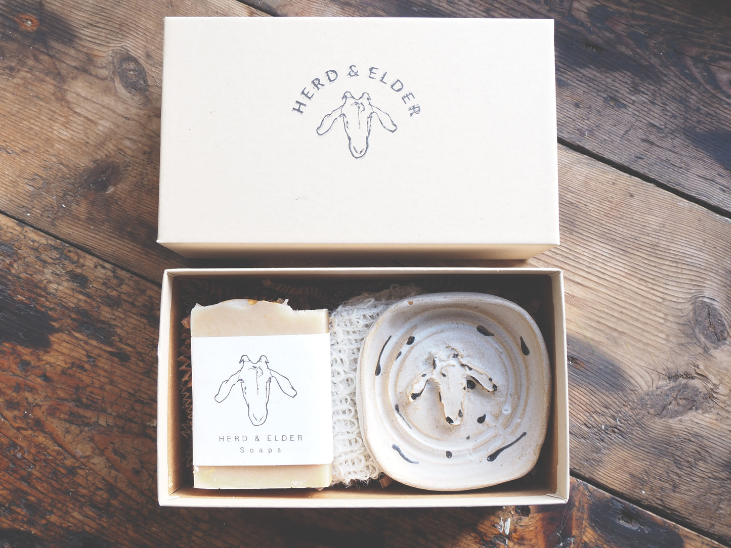 Gift Set - White Stoneware Soap Dish & Soap