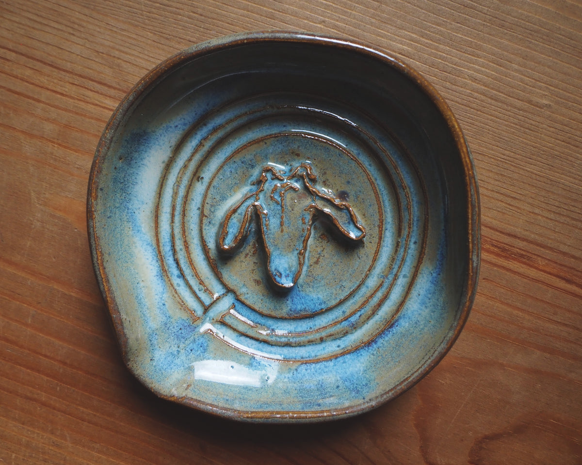 Blue Glazed Stoneware Soap Dish