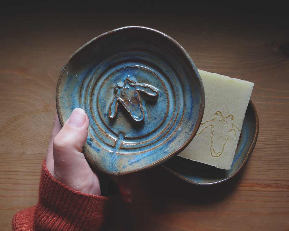 Gift Set - Blue Handmade Soap Dish & Soap Gift Set