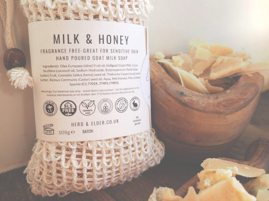 Honey Goats Milk Soap Bag - Exfoliating Scrub Bag