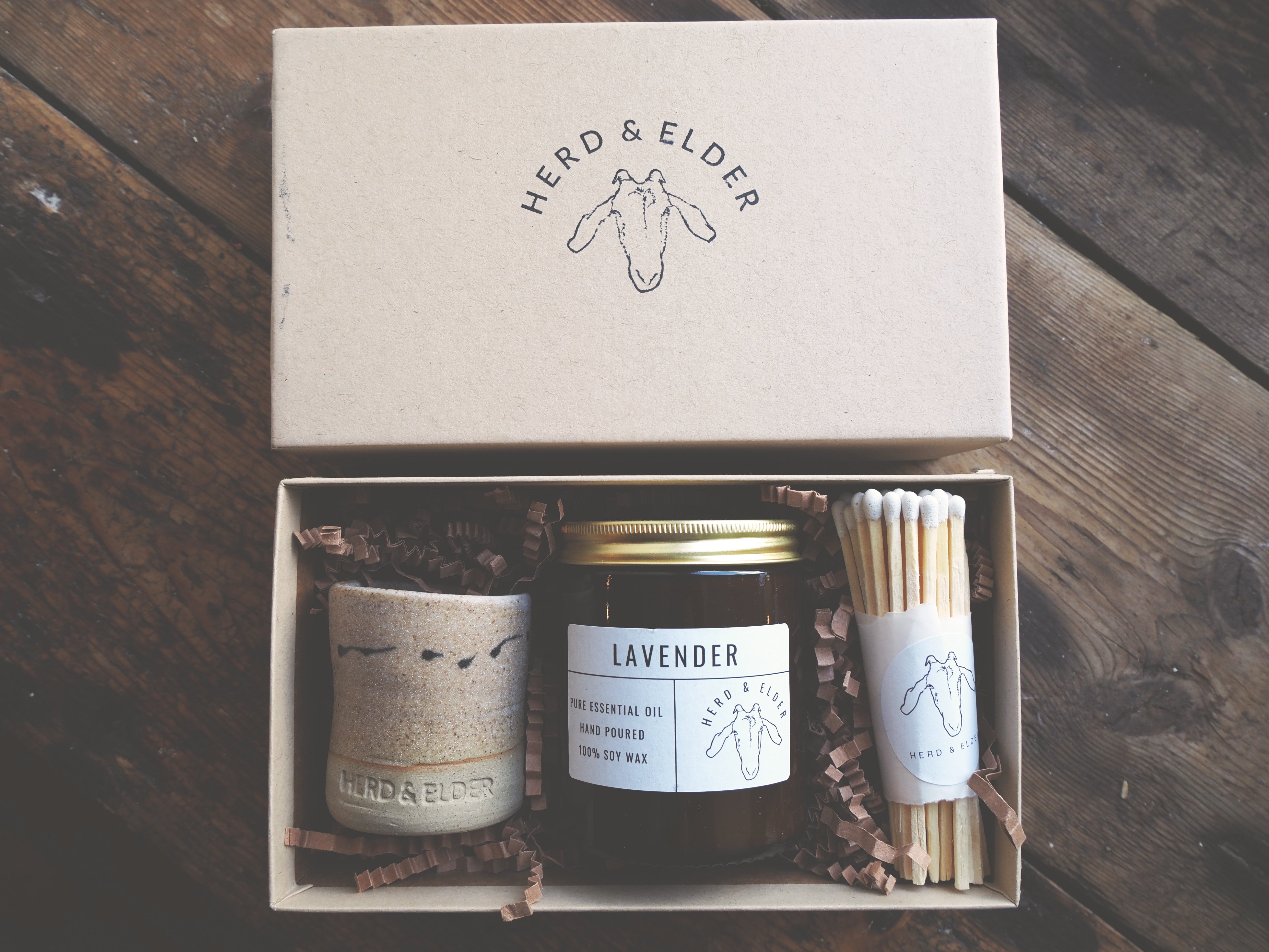 Gift Box - Eco Friendly Soy Candle and Match Striker – Herd & Elder