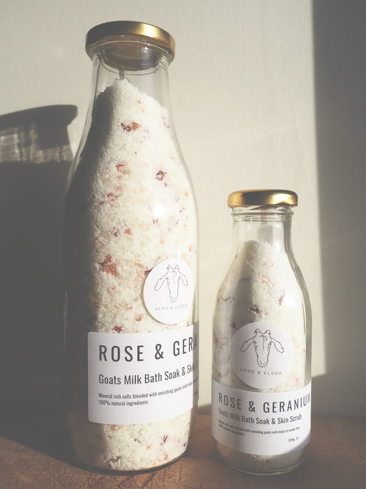 Goat Milk Bath Salts Rose & Geranium – Handmade Botanical Soak
