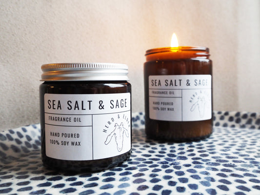 Sea Salt & Sage Soy Candle – Fresh Coastal Scent with Earthy Aromatics